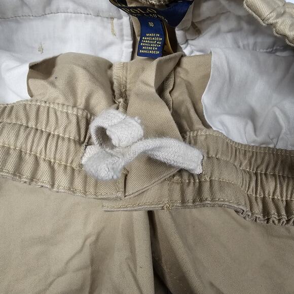 Polo Ralph Lauren Shorts Boys 10 Khaki Chino Tan Elastic Waist Drawstring Preppy - Picture 3 of 7